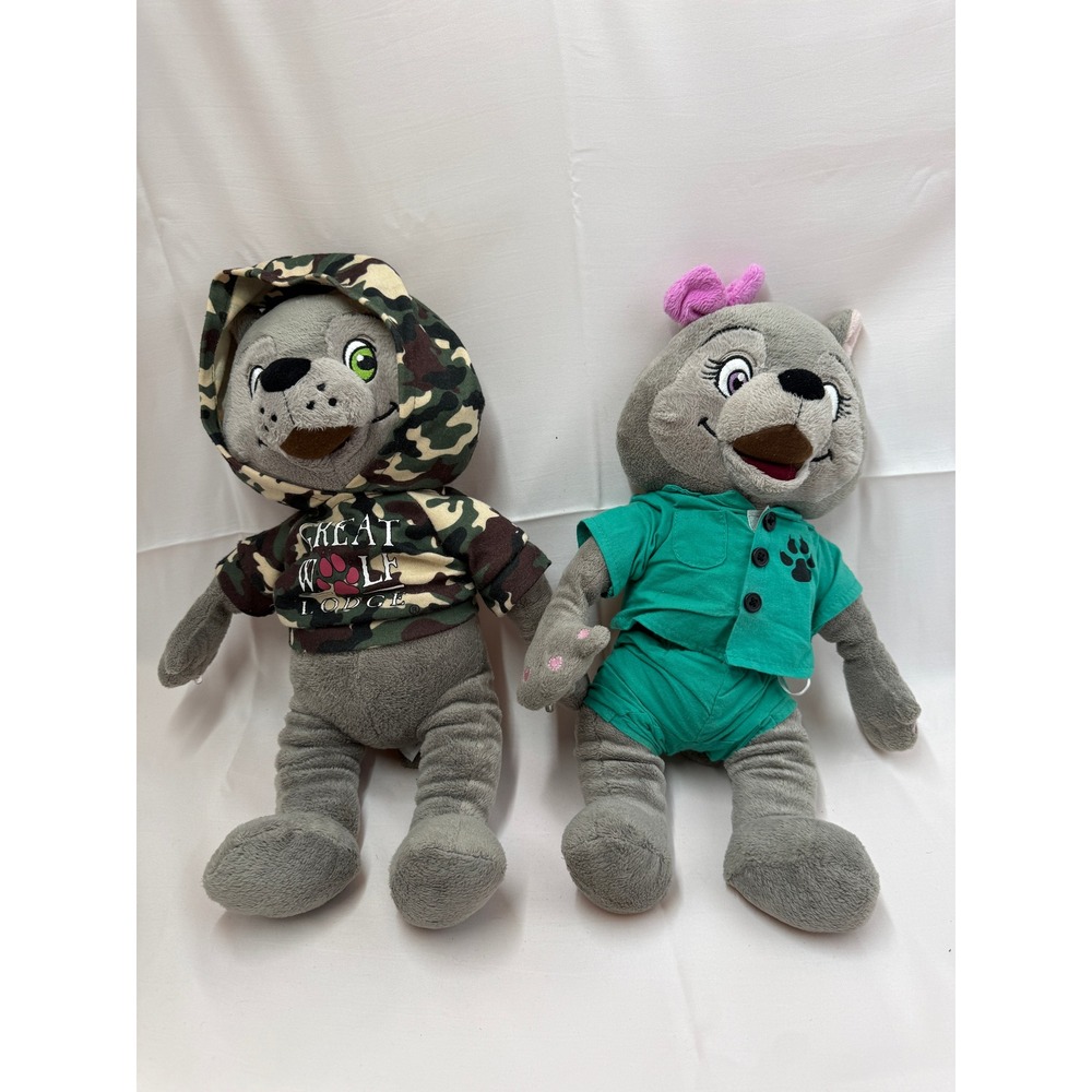 Great Wolf Lodge Unisex Wiley and Violet Plush 17in Gray Camo and Teal Outfits
